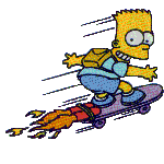 Bart on flaming Skateboard