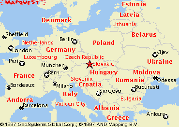 The red star shows the location of Doln Vestonice.