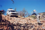 Slow going through Van Zyl's Pass. We took our time through some of the rough sections and did not puncture any tires.
