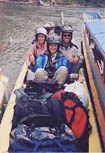 The jetboat ride up the last section of the Nam Ou river was a highlight! Sheila, Denise and Chris are ready to go. The helmets provided some relief from the roar of the engine.