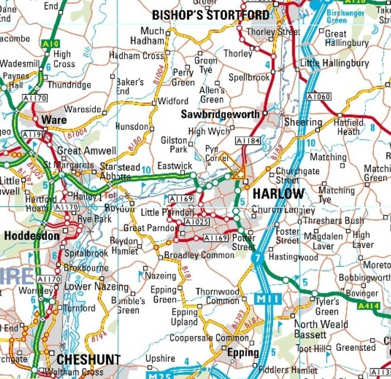 Map to Harlow
