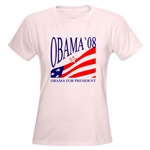Barack Obama for President 2008 - Obama 08 Women`s Light T-Shirt for US Election 2008 - Vote for Barack Obama 08 !