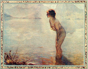 Matine de Septembre - September Morn, completed by Paul Chabas on a September morn in 1912.  It depicts a lovely young lady rising from an early morning dip in the lake. It captures the beauty of sunrise as well as the appeal of a shy, modest woman.  On another September morn in 1951, the soul that was soon to arrive on Earth must have felt as vulnerable as the young woman appears here.  On another September morn in 2001, 50 years later,  the world was to feel as vulnerable.  Schoolroom Earth is not for the faint-hearted.  It is the (temporary) home of the brave.   