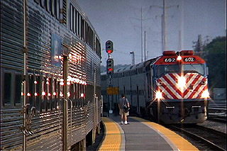 Metra F40C 602 eases into the Elgin Metra Station.  Patterned after Amtrak's SDP40F, the F40C's were purchased by the Milwaukee Road for it's suburban Chicago operations in 1974.