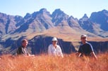 The Drakensburg: Mushroom rock walk. Chris, Sheila and glenn are pictured.