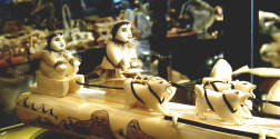 Hand-carved ivory dog sled